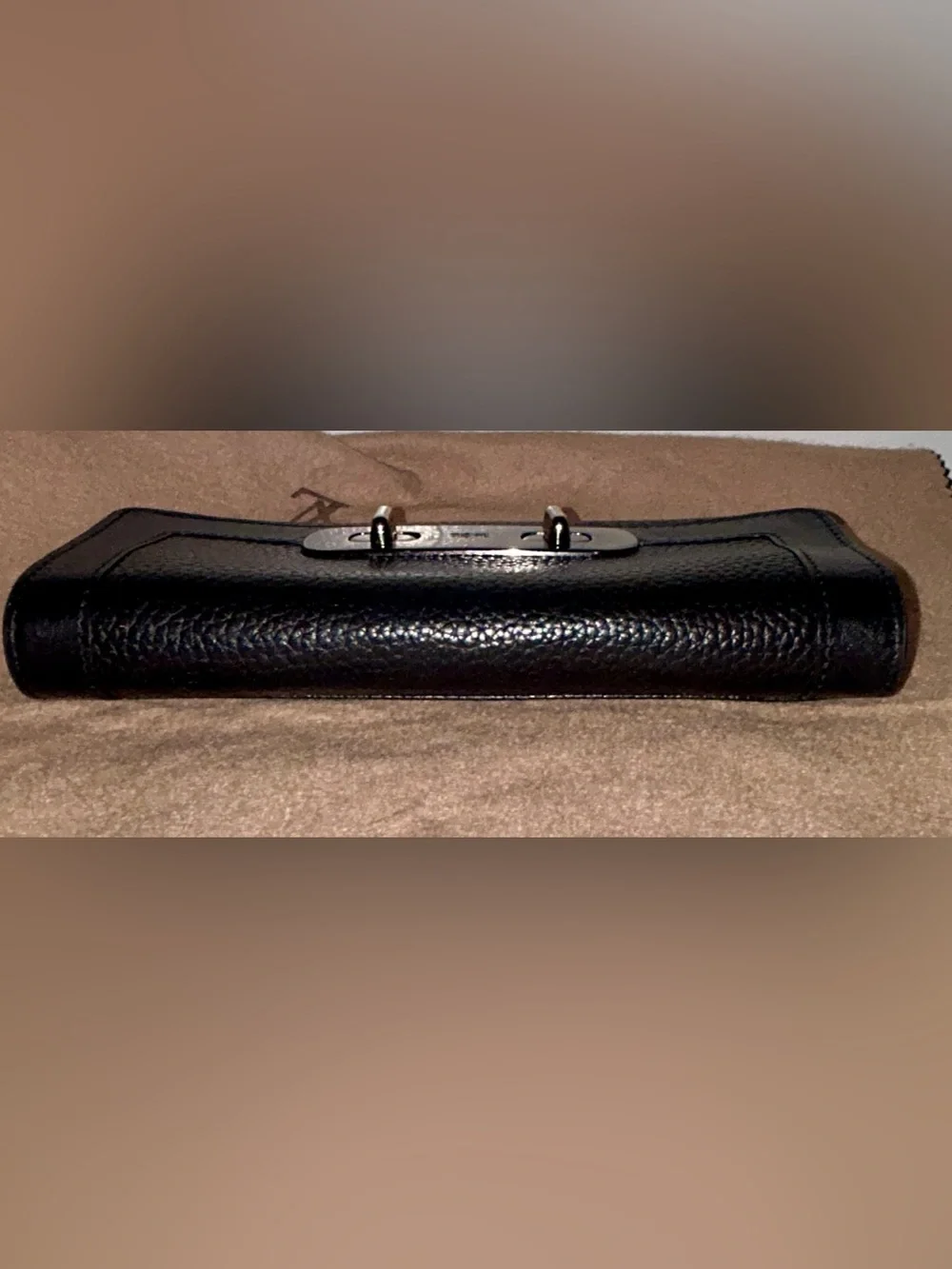 Coach Swagger Slim Envelope Wallet Black pebbled leather & Turn Lock Hardware